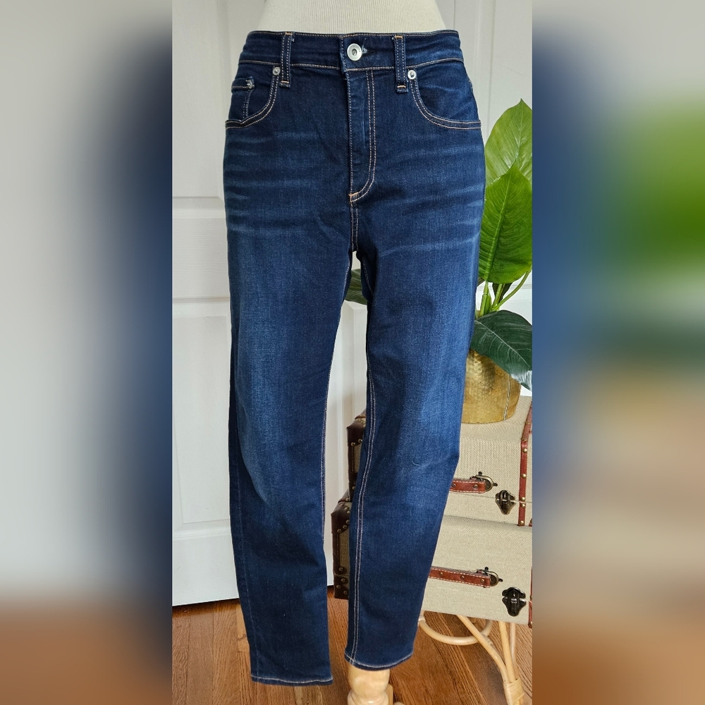 RAG & BONE Cate Mid-Rise Dark-Blue Washpit Size 30 Skinny Jeans!